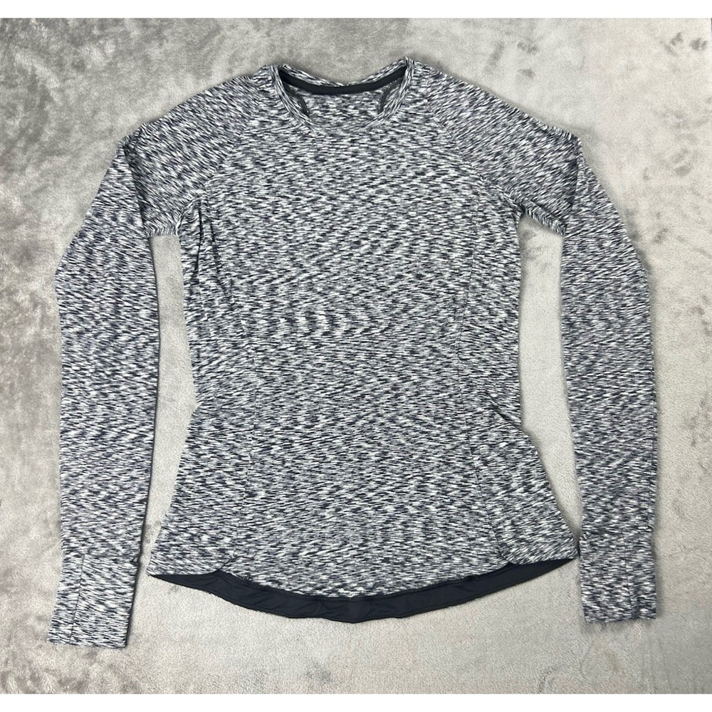 Lululemon‎ Runderful Long Sleeve Spaced Out Space Dye Black White Womens Sz 8